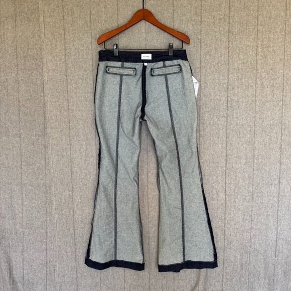 FRAME Pleated High-Rise Bell Bottom Flared Dark Blue Denim Jeans Size 32 - Picture 12 of 15